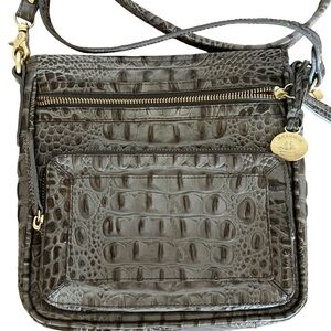 Brahmin Charcoal Crocodile Embossed Crossbody Bag